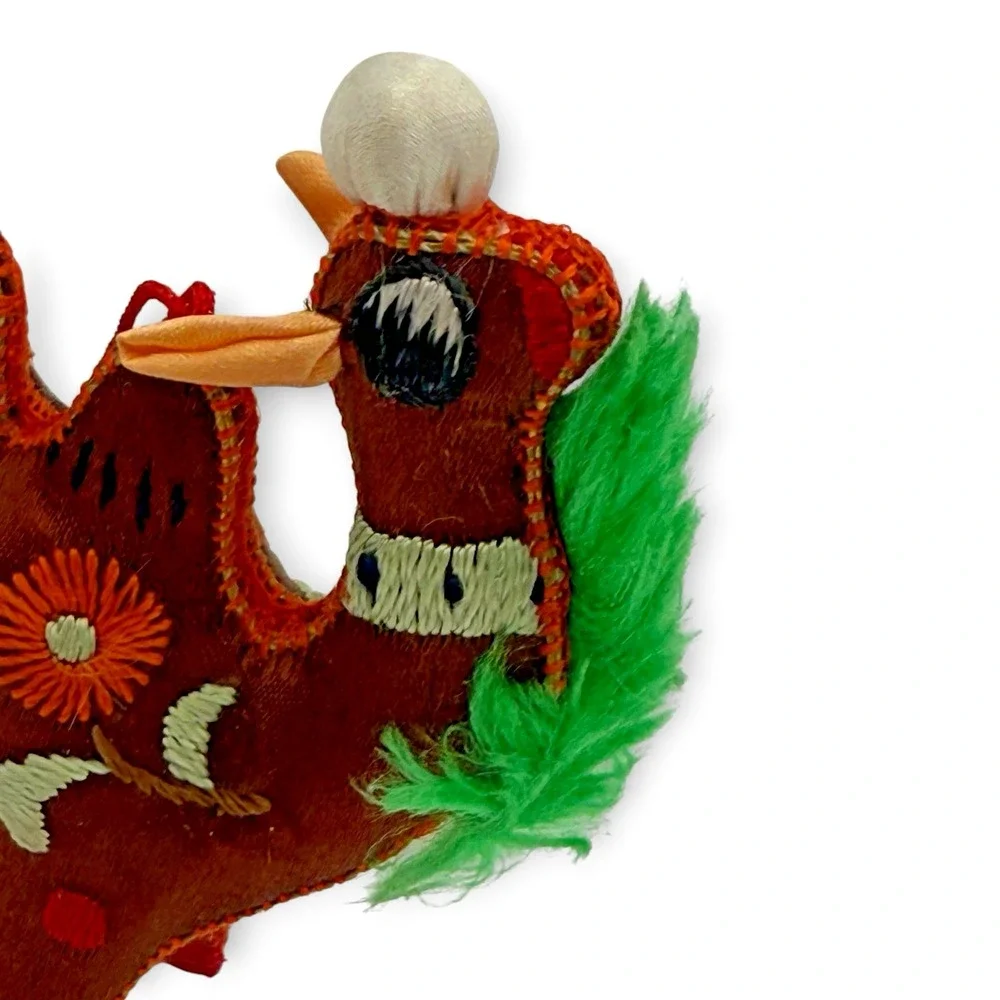 Handmade Camel Silk Fabric Ornament Embroidered Folk Art Figure Vintage